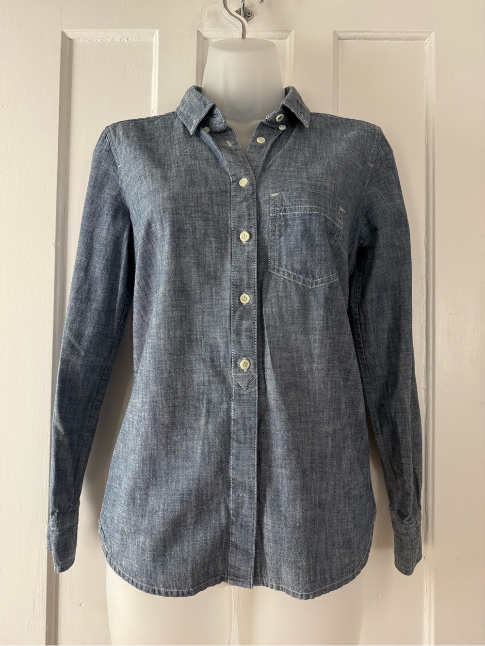 GAP Women's Denim-Style Button Down Shirt in Washed Blue